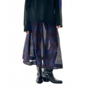 NEW NYMANE plaid midi skirt in blue